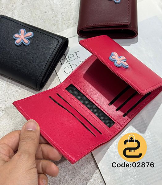 نمای داخلی کیف جا کارتی زنانه نیلوفر رنگ سرخابی کد 02876 خورشید کالکشن