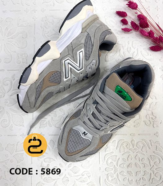 کفش کتونی زنانه زیما کد 5869 - طوسی کرم- خورشید کالکشن