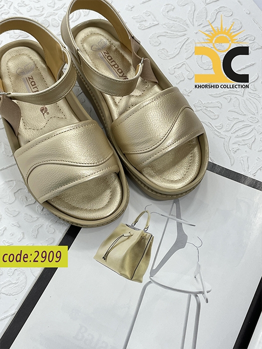 کفش صندل زنانه مارینا کد 2909 رنگ طلایی - خورشید کالکشن