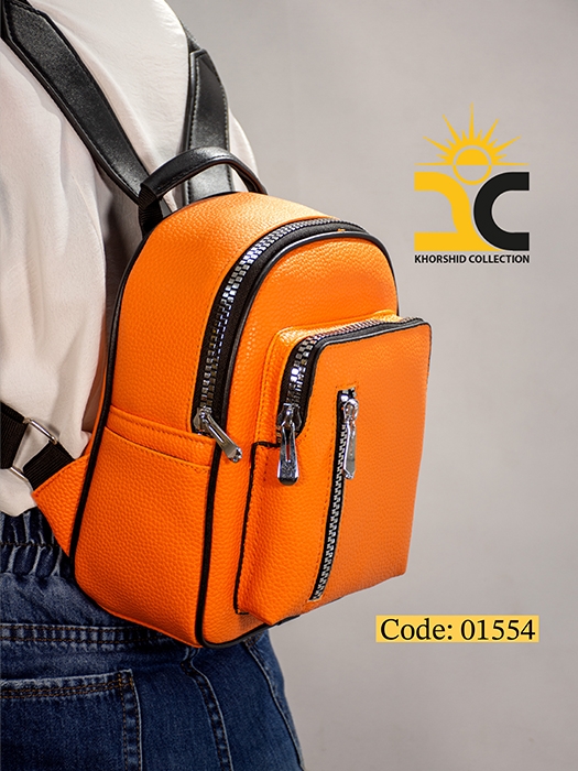 کیف کوله پشتی دخترانه رامیسا رنگ نارنجی کد 01554 - خورشید کالکشن