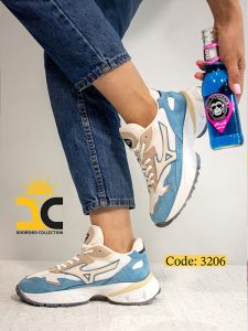 کفش کتونی زنانه راکو رنگ سفید آبی کد 3206 - خورشید کالکشن
