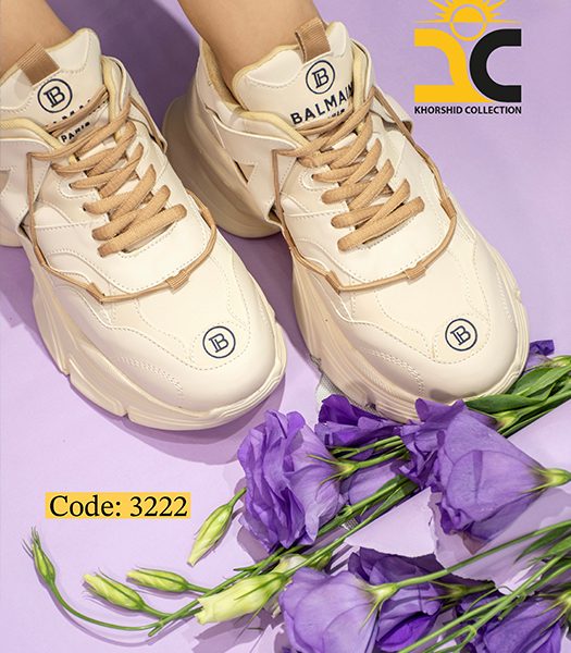 کفش کتونی زنانه بالمین رنگ کرمی کد 3222 - خورشید کالکشن