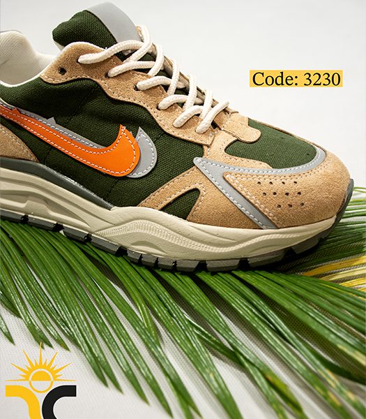 کفش کتونی زنانه سایه کد 3230 رنگ کرم سبز نارنجی - خورشید کالکشن