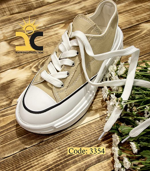 کفش کتونی زنانه کانورس کد 3354 رنگ کرمی - خورشید کالکشن