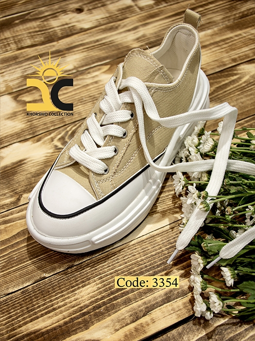 کفش کتونی زنانه کانورس کد 3354 رنگ کرمی - خورشید کالکشن