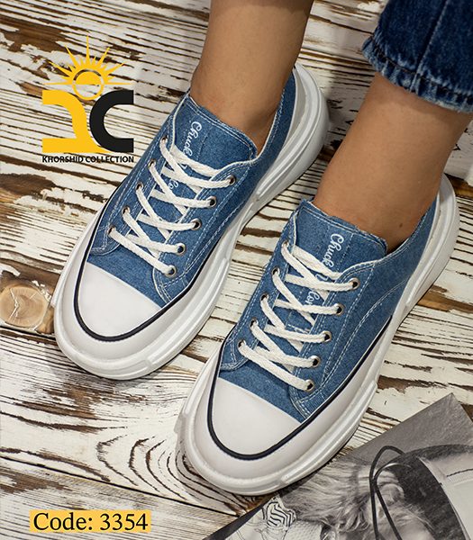 کفش کتونی زنانه کانورس رنگ آبی کد 3354 - خورشید کالکشن