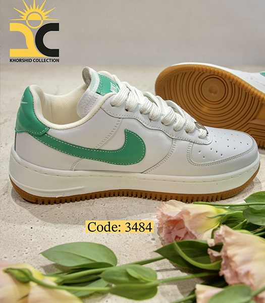 کفش کتونی زنانه مهرانا کد 3484 رنگ سفید سبز - خورشید کالکشن