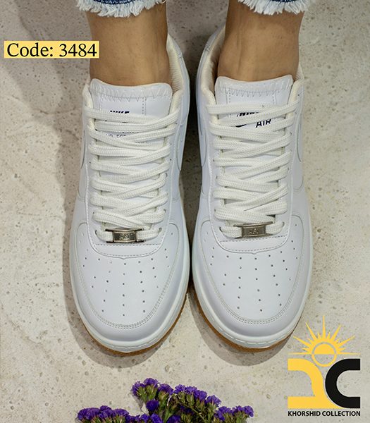 کفش کتونی زنانه مهرانا کد 3484 رنگ سفید با زیره کرم - خورشید کالکشن