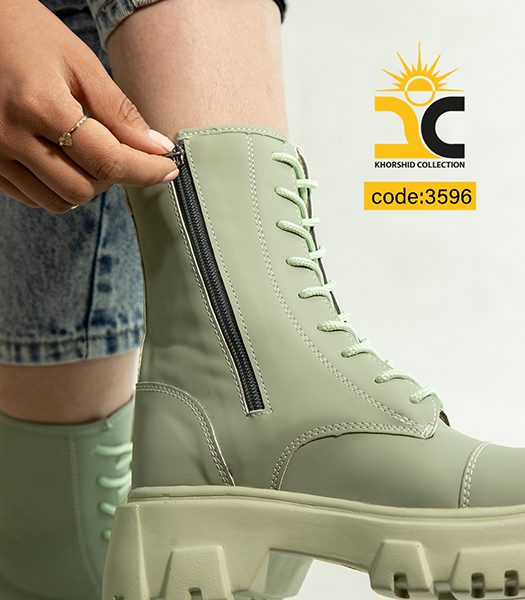 نمای نزدیک کفش بوت دخترانه تیوانا کد 3596 رنگ سبز - خورشید کالکشن