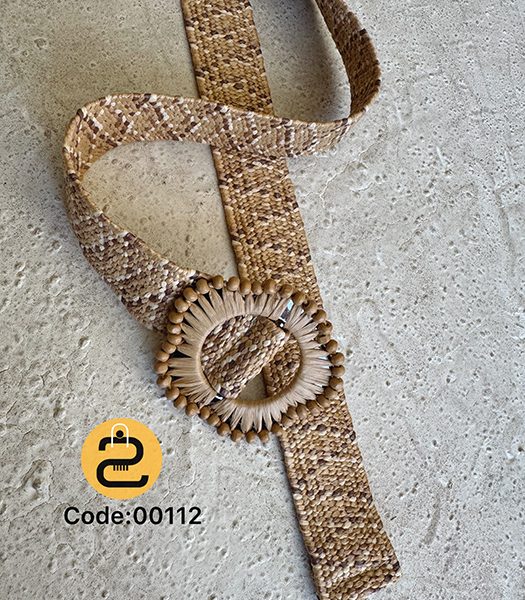 کمربند زنانه پیچک رنگ کرم ترکیبی کد 00112 خورشید کالکشن