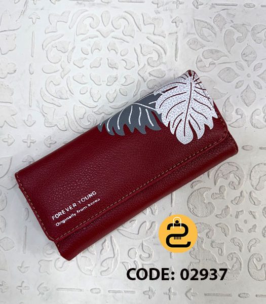 کیف پول زنانه گلبرگ کد 02937 - زرشکی - خورشید کالکشن