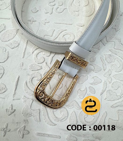 کمربند زنانه اورانوس کد 00118 - سفید طلایی - خورشید کالکشن