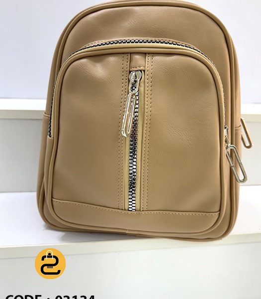 کیف کوله پشتی دخترانه پانیل کد 03134- کرم تیره- خورشید کالکشن